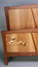 magnolia bed with marquetry  by Matthew Werner